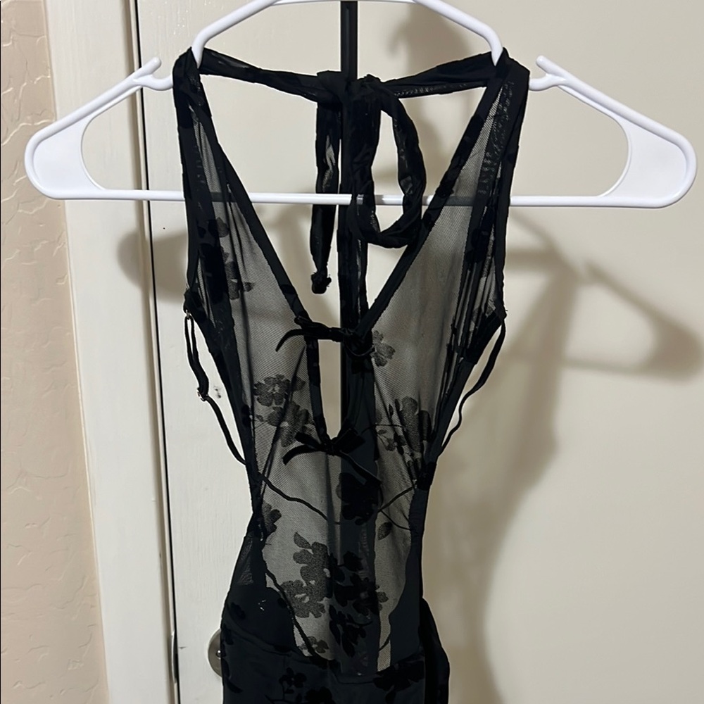 Black Sheer Floral Bodysuit